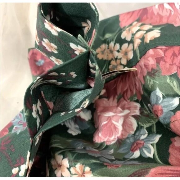 Vintage Croscill Granada Curtain Valance 18" x 90" Green Pink Roses Floral - Picture 4 of 11
